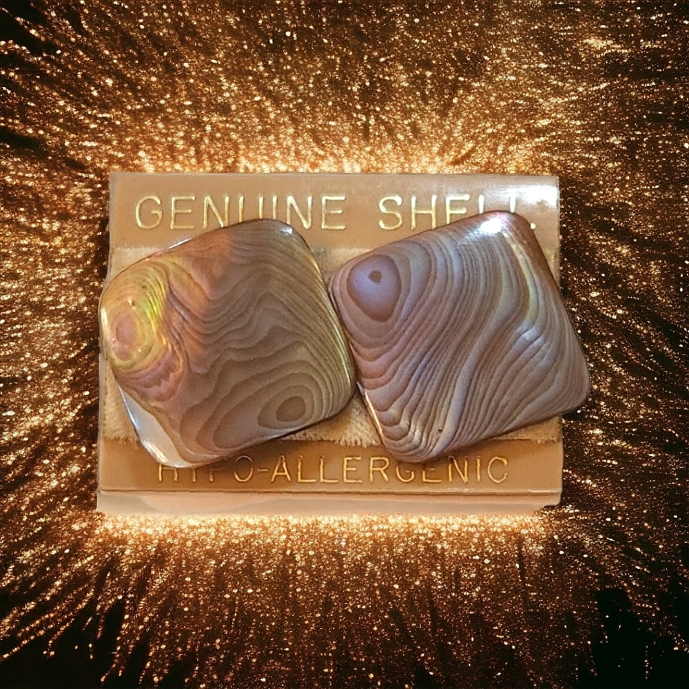 Vintage Square Mother of Pearl Shell Earrings